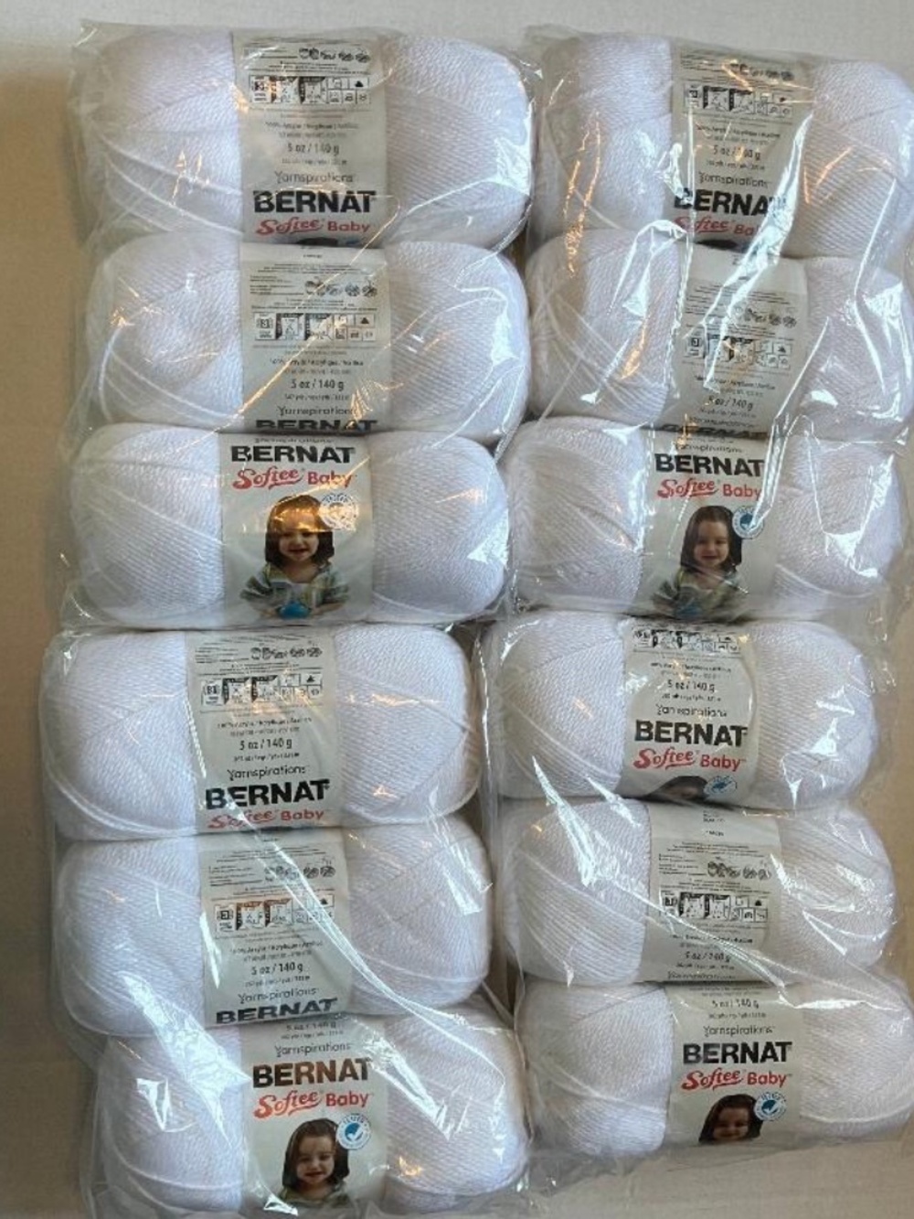 Bernat Softee Baby Yarn White (12 skeins)